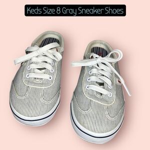 Keds Gray and White Striped Sneakers Size 8